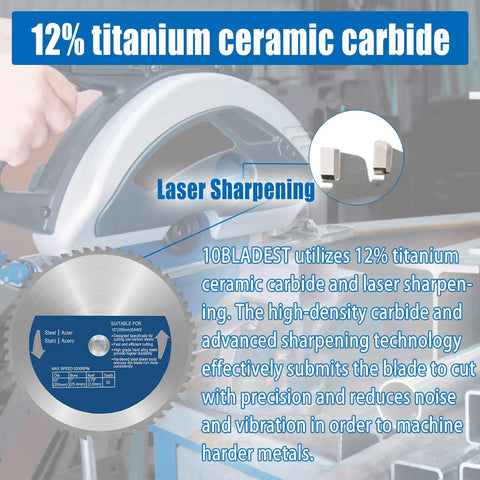 10 Inch Heavy Duty Carbide Tip Metal Cutting Saw Blade For Cutting Mild Steel And Ferrous Metals, 52 Teeth, 1 Inch Arbor