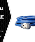 Heavy Duty Welder Extension Cord 50 Amp 250 Volt 50 Foot Power Cable With STW Jacket Molded Ends Lighted Receptacle