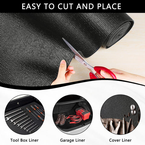 Foam Toolbox Drawer Liner Mat One Eighth Inch Thick Sixteen Inches Wide Sixteen Feet Long Black No Slip Tool Protector