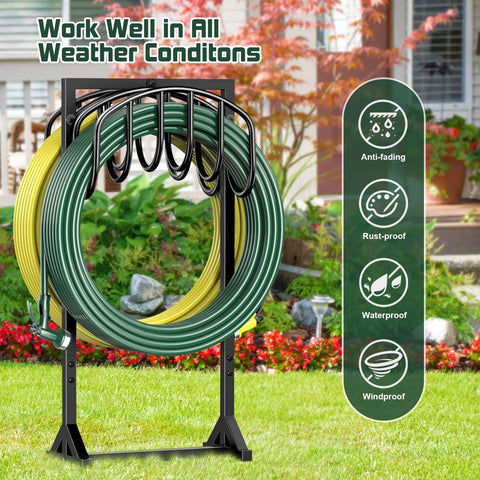 Heavy Duty Garden Hose Holder For Two 151 Foot Hoses With Stable Freestanding Base Rustproof Metal Hose Stand Outdoor