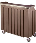 Portable Bar Cart For Small Spaces With Designer Granite Sand Base And Cocoa Counter Five Bottle Speed Rail Eighty Pound Ice Sink Swivel Casters With Brakes Waterproof Plastic Construction Includes Vinyl Cover Durable Indoor Outdoor Beverage Station