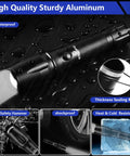 Rechargeable 5000 Lumen LED Flashlight Beast Mode Power Tac Handheld EDC Light waterproof, shining on wet surface