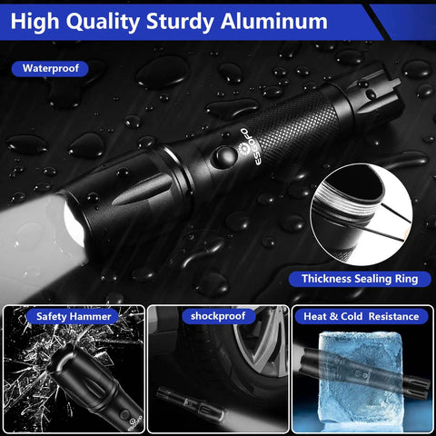 Rechargeable 5000 Lumen LED Flashlight Beast Mode Power Tac Handheld EDC Light waterproof, shining on wet surface