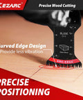 EZARC arc-edge Japanese-tooth oscillating saw blade for wood and plastic, black blade with red arc-edge