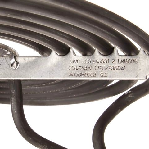 Close-up of 8 Inch Surface Element Coil Replacement for Electric Ranges, Genuine OEM WB30M2 Compatible with engraved details.
