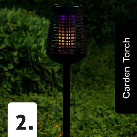 Solar Insect Killer Torch Bug Zapper And Accent Light For Patio Outdoor Pest Control With Flickering Flame LED in garden