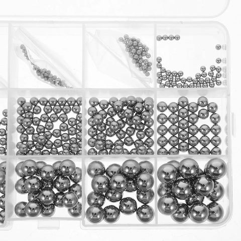 580-Piece Assorted Stainless Steel Bearing Balls Kit From 1.0mm To 10.0mm Portable Durable Precision Beads For Mechanical And Industrial Use DIY Projects And Hobby Gearheads in compartment box