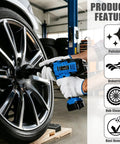 Heavy Duty Wheel Hub Resurfacing Kit For Lug Studs And Brake Rotors, using a drill on a car wheel for rust removal.