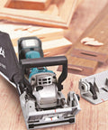 Killer 18V Cordless Biscuit Jointer Delivers Precise Slot Cuts And Strong Butt Joints With Zero Kickback For Your Next Woodworking Project, close-up of tool.