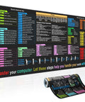 Cheat Sheet Desk Pad With Excel And Word Shortcuts, 12 Essential Skills, Large 31.5 By 11.8 Inch, Waterproof Anti Slip Keyboard And Mouse Mat For Work Study Gaming
