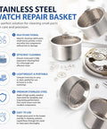 Top Grade Stainless Steel Mesh Watch Parts Cleaner Basket For Ultrasonic Jewelry Care, durable design for effective cleaning.