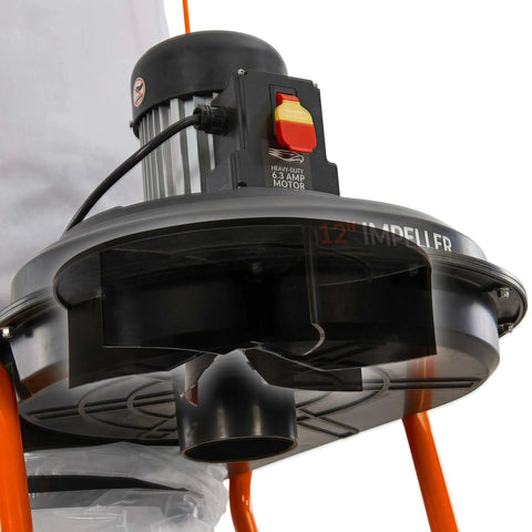 Real Pro Heavy Duty 20 Gallon Dust Collector With Beefy 6 3 Amp Motor And Knockout 677 Cfm Suction motor and impeller details