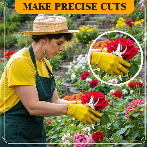 Person using 20 Piece Pruning Shears For Gardening Set With Durable Stainless Steel Blades And Comfortable PP Handles in garden