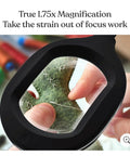 Close-up of hands sewing through magnifier of LightView Pro Magnifying LED Desk Lamp With Flexible Gooseneck And 3 In 1 Magnifier