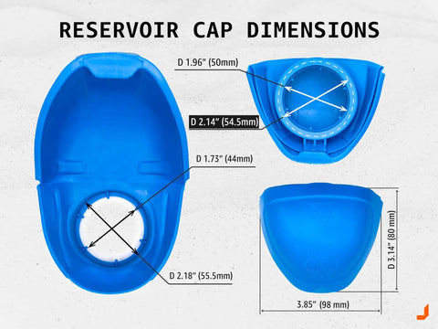 Universal Windshield Washer Fluid Reservoir Cap Replacement With Funnel Mode Fits 46 To 55 mm Neck And Replaces OE Cap For VW Beetle Golf Jetta Passat Tiguan Atlas Audi A3 A4 Q5 Q7 Porsche Buick Chevrolet, blue cap dimensions