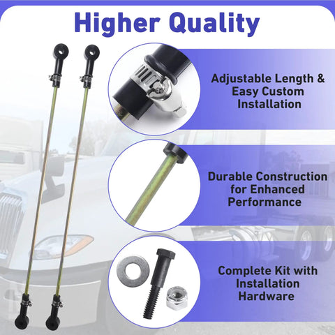 Two Pack Height Control Valve Adjustable Linkage Rod Kit 13.5 To 19.5 Inch Fits Haldex 48100225 Neway SRK168 Meritor R307852 For Semi Trucks And Heavy Duty Rigs With Air Suspension, two rods with hardware