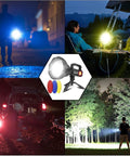 Rechargeable LED Spotlight Flashlight 2500 Lumens With Four Modes IPX5 Waterproof used in various outdoor settings