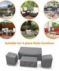 Outdoor Waterproof Patio Furniture Covers 4 Piece Set For Chairs Loveseat And Coffee Table Heavy Duty 600D Grey All Weather