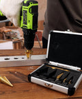 Step Drill Bit Set Unibit 5 Piece HSS Titanium Coated With Automatic Center Punch And Aluminum Case for various materials