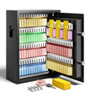 Heavy Duty 103 Position Electronic Key Lock Box With Anti Theft Deposit Slot And Key Out Tags Wall Mount Key Safe with open door view.