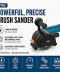Good Luck 1400 Watt Electric Brush Sander for wood, metal, stone with variable speed control and adjustable guide system.