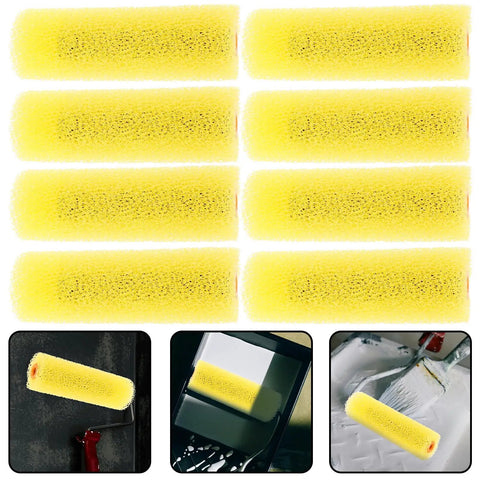 10 Piece Premium Sponge Texture Paint Rollers For Walls And Drywall Easy Replacement Sleeves Fit Standard Frames. Yellow sponge rollers.