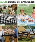 Multi-occasion uses of All Weather No Fuss Picnic Table Cover Set with Fitted 6 Foot Bench Covers Waterproof Tablecloth in outdoor settings