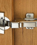 Two Pack Frameless Inset Cabinet Hinges With Built In Soft Close And Deactivation Switch, 110 Degree Opening on wood door