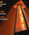 Propane Patio Heater With Reflector Shield And Wheels 40000 BTU Quartz Glass Tube Outdoor Heater with glowing tube