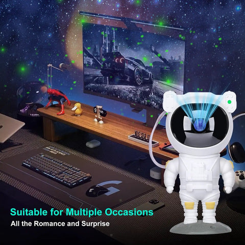 Nebula Night Light Projector For Kids With 8 Nebula Effects And Green Twinkling Stars near gaming setup