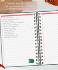 Open Blank Recipe Journal Spiral Organizer For Your Own Family Cookbook Hardcover, medium 6.3x8.3 inches, writing page visible.
