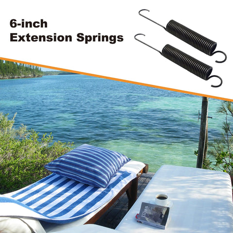 Hella Smooth Six Inch Extension Spring For Recliner Tilt Assist Mechanism Two Pack displayed on a sun lounger by the water.