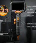 Rock Solid Two Way Articulating Borescope With Bright Led Lamp And Kickass Flexible Snake Cable For Gritty Under Car Engine Diagnostics showing 6.2mm camera and controls.