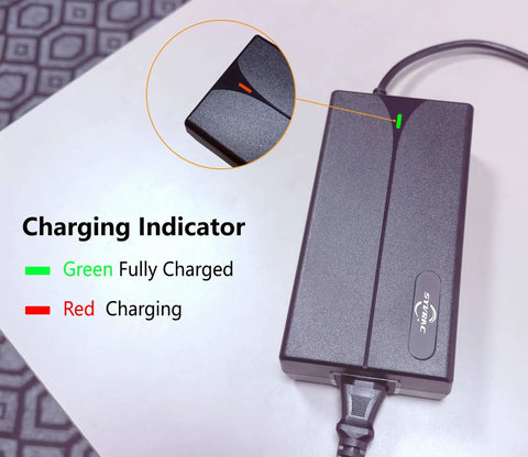 54V 2A Smart Electric Bike Charger For 48V Lithium Batteries, 120V AC Input, DC 2.1mm Jack, OVP OCP SCP Protection, Red Charging Light, Green Battery Ready Indicator, Turbo Fast Charge For E Bikes And Scooters