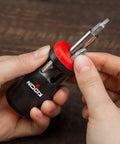 Stubby Ratcheting Screwdriver Kit With 14-In-1 Mini Bit Set Including Flathead, Hex, Torx, Square, And Pozidriv Tips Compact