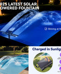 Pool Fountain With Lights For Above Ground And Inground Pools Dual Layer Spray Solar Powered Waterfall Sprinkler Chiller And Aerator Outdoor Swimming Pool Water Feature Accessory In Light Gray at night