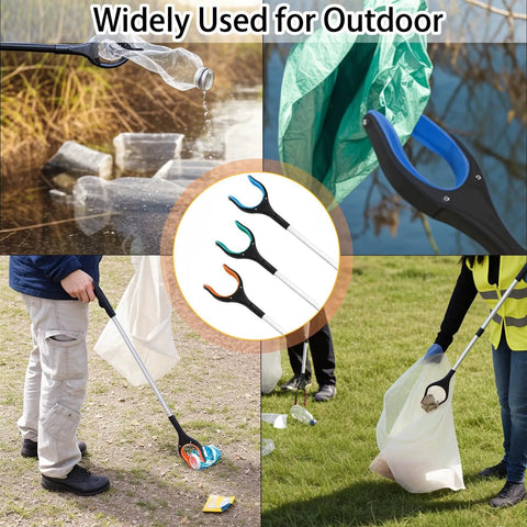 3 Pack 32 Inch Reacher Grabber Tool Set With Foldable Design 360 Degree Rotating Jaw And Magnetic Tip Lightweight Litter Picker For Seniors Trash Pickup Garden Nabber Outdoor Cleanup