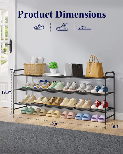 Heavy Duty Three Tier Stainless Steel Shoe Rack Organizer delivering game changing footwear storage with three shoe layers visible.