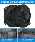Open view of Underseat Travel Duffel Bag 25L Foldable Personal Item with thick lining and internal organization pockets.