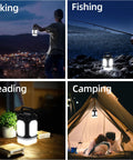 Rechargeable Camping Lantern With Five Sided Lighting, 1000 Lumens used for hiking, fishing, reading, and camping.