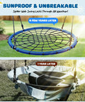 Heavy Duty 40 Inch Spider Web Saucer Tree Swing for Kids and Adults Outdoor Net Swing with Included Straps 750 Pound Capacity Blue Patented Design for Backyard Fun showing durability over time