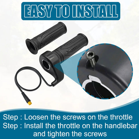 20X Full Twist Throttle Grip With Waterproof Connector For Ebikes 12V-72V Rugged Rubber Grip For Electric Bikes, E-Scooters, Mountain Bikes And Scooters
