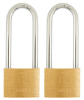 40mm Solid Brass Keyed Padlock Set, 2 Pack With 2.5 Inch Shackle Clearance, Chrome Plated Hardened Steel Shackle For Beefy Heavy Duty Security