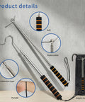 Extendable Smoke Detector Tester Pole with two heads, solid steel, extends from 15 to 60.5 inches for safety checks.
