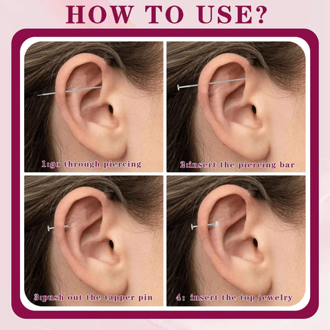  "How to use the Ball Grabber Piercing Tool Kit For Jewelry In 14G To 20G Stainless Steel on ear"
