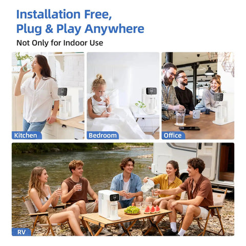 Countertop Reverse Osmosis Water Filtration System With 6 Stage RO Filtration And Remineralization Glass Pitcher in various settings