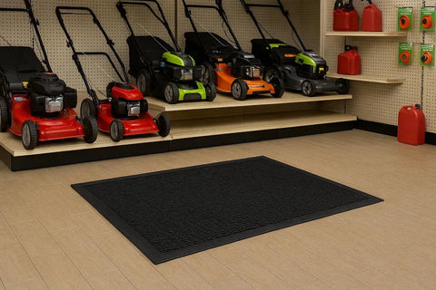 Outdoor Scraper Floor Mat 3 By 5 Ft Natural Rubber Durable Shoe Scraper With Beveled Edges Traps Debris In The Base for all weather use.