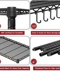 Six Tier Beefy Wire Shelving On Wheels For Garage Storage 36 Inch Wide By 18 Inch Deep By 78 Inch High Heavy Duty Steel Construction Holds Up To 1500 Lbs Total Capacity Per Shelf 250 Lbs Mobile Rack, NSF-certified wire shelf details