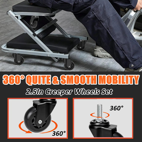 Top Shelf Heavy Duty 6 Pack 2.5 Inch Replacement Caster Wheels For Mechanic Creepers Rollers And Shop Stools Smooth swivel wheels shown in detail.