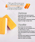 Two light orange pieces from Six Piece Toilet Seat Bumper Set With Height Adjusters And Lifter Handle For Easy Install, Durable Waterproof ABS With Adhesive.